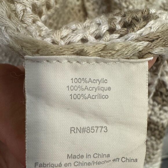 O’Neill Open Front Striped Knit Cardigan Sweater Size Large – Beige/Taupe - Picture 4 of 5